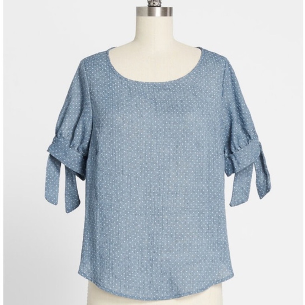 ModCloth Denim Polkadot Top